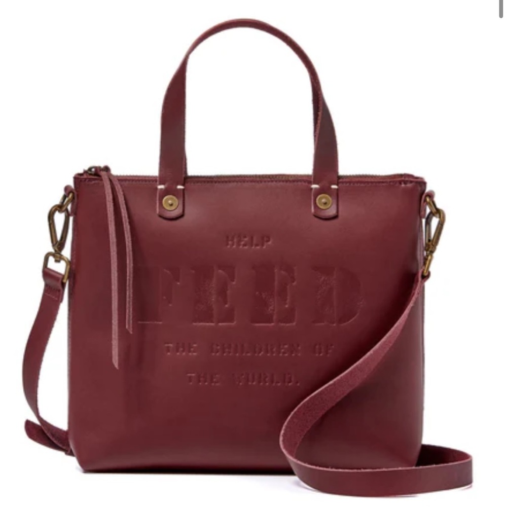 Red and Brown Crossbody Bag with Gold Accents